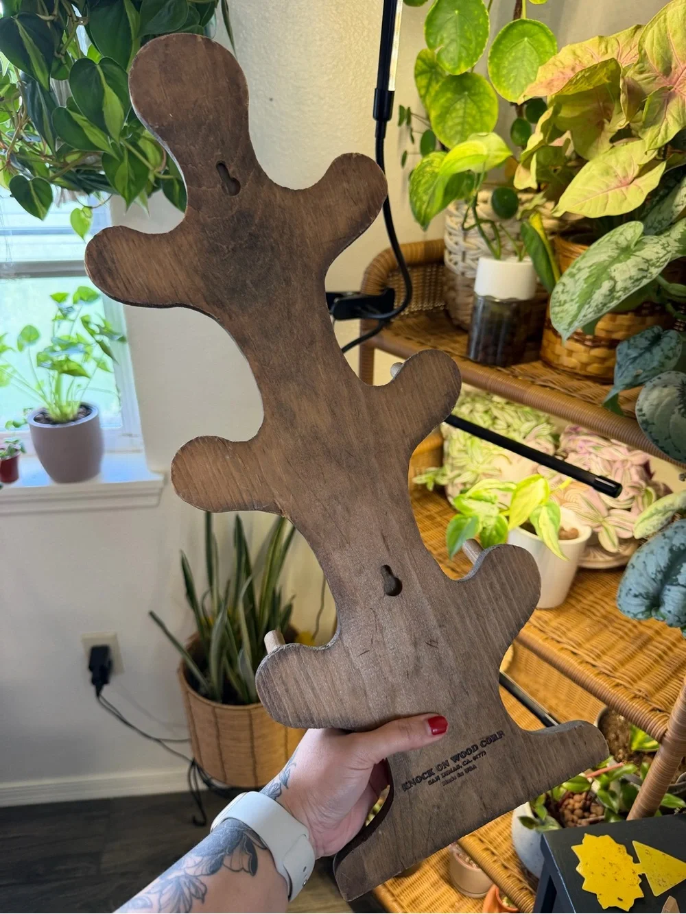 Wooden Multi-Hook Wall Rack - Brown